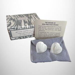 1987 Vintage Genuine Mother of Pearl Heart Earrings - Avon Exclusive - NIB
